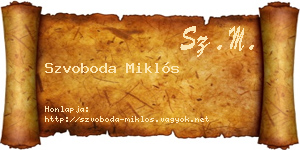 Szvoboda Miklós névjegykártya